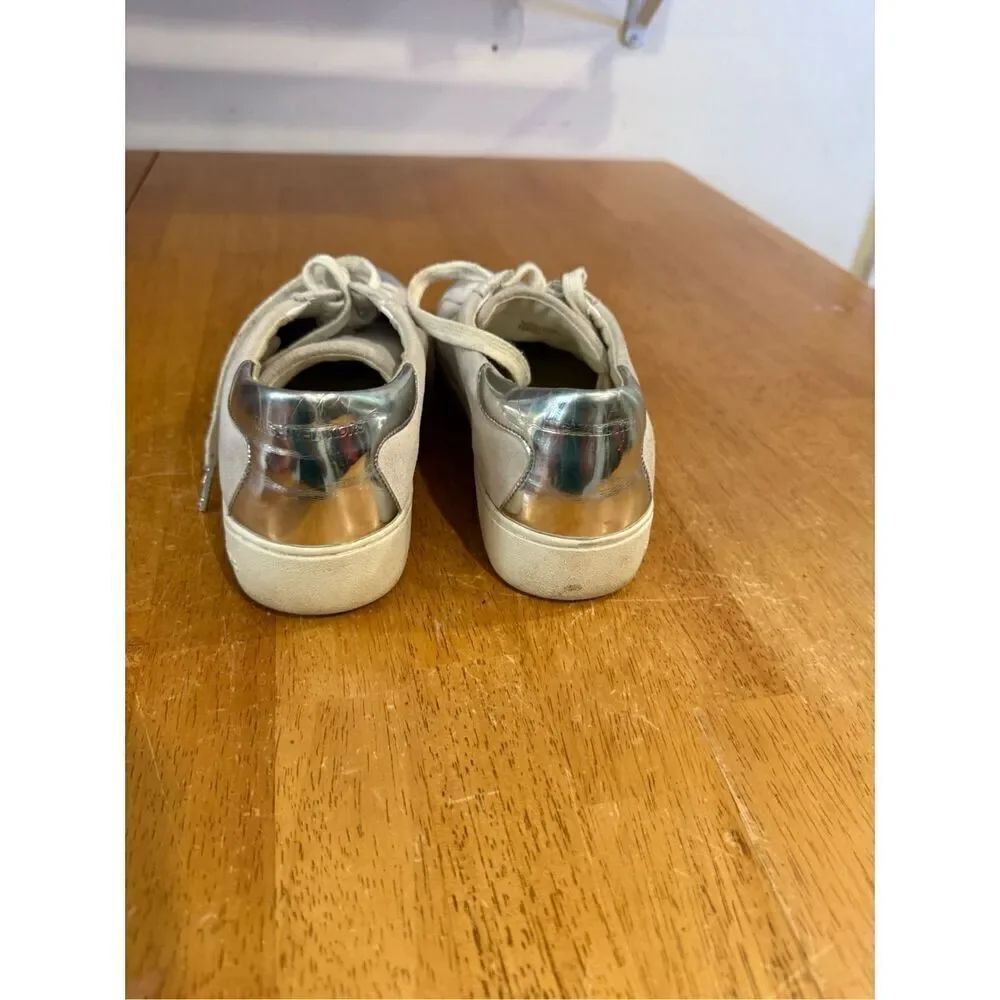 Michael Michael Kors White Leather Silver Toe Sneaker Shoes Size 7.5 - Picture 7 of 12